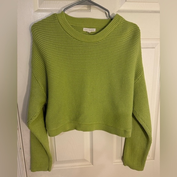 LA HEARTS| Cropped Boxy Pullover Lime Green Sweater| size medium - Picture 1 of 11